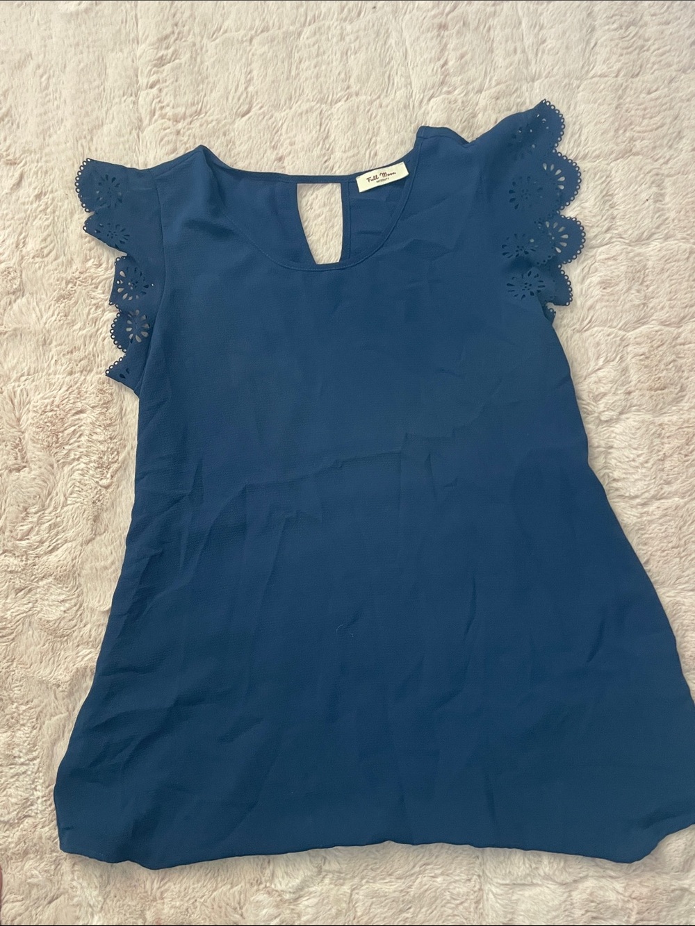 Talbots Navy Eyelet Sleeve Keyhole Blouse - Navy. maternity. Medium large.